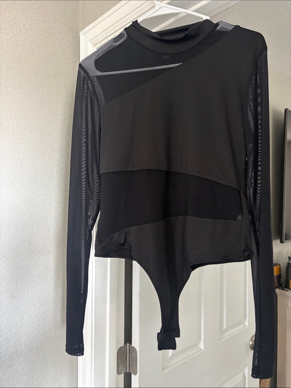 Streetwear Society Black Long-Sleeve Mesh Panel Bodysuit